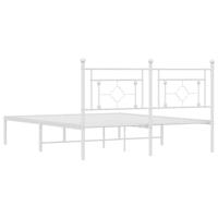 Bedframe met hoofdbord metaal wit 160x200 cm - thumbnail