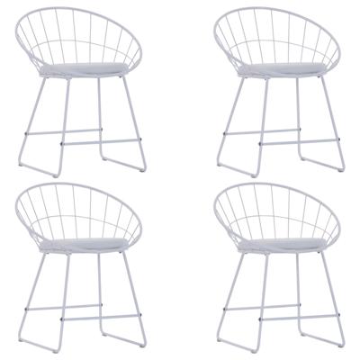 vidaXL Eetkamerstoelen met kunstleren zittingen 4 st staal wit vidaXL Eetkamerstoelen met kunstleren zittingen 4 st staal wit