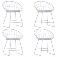 vidaXL Eetkamerstoelen met kunstleren zittingen 4 st staal wit - thumbnail