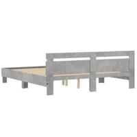 Bedframe met hoofdeinde en LED-licht betongrijs 200x200 cm - thumbnail