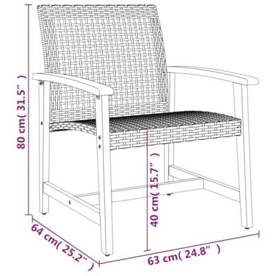 Tuinnstoelen 2 st poly rattan en acaciahout zwart