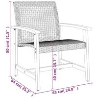 Tuinnstoelen 2 st poly rattan en acaciahout zwart - thumbnail