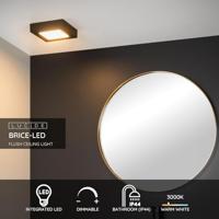 Lucide BRICE-LED - Plafonnière Badkamer - LED Dimb. - 1x15W 3000K - IP44 - Zwart - thumbnail