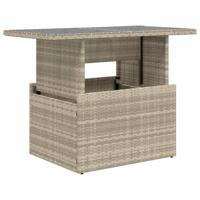 Tuintafel met glazen blad 100x55x73 cm poly rattan lichtgrijs - thumbnail