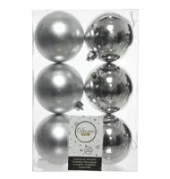 6 onbreekbare kerstballen zilver 8 cm - thumbnail