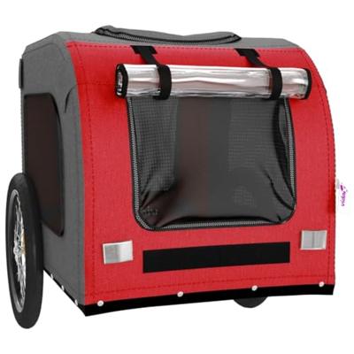 Hondenfietstrailer oxfordstof en ijzer rood en grijs - thumbnail