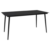 VidaXL Tuintafel 150x80x74 cm staal en glas zwart - thumbnail