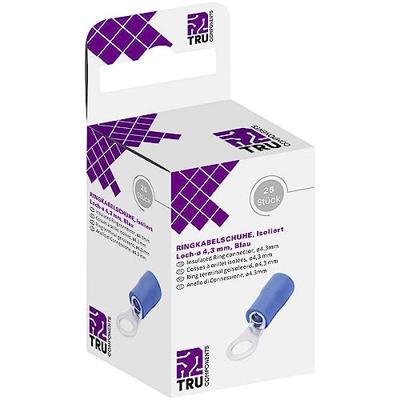 TRU COMPONENTS T1904C060 Ringkabelschoen Dwarsdoorsnede (max.): 2.50 mm² Schachtdiameter: 4.30 mm Deels geïsoleerd Blauw 25 stuk(s)