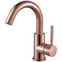 Geborsteld Koper Wastafelmengkraan - Rond Design - Opbouw - thumbnail