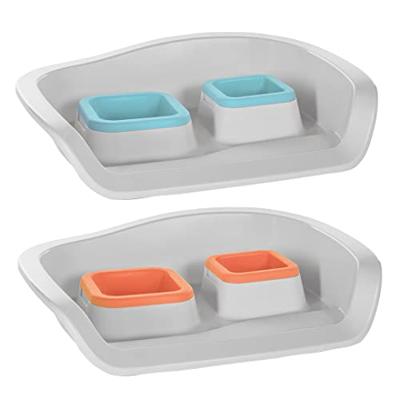 duvoplus, Twice & Nice etensset, 300 + 400 ml, 48 x 38 x 12 cm, willekeurige kleuren, met antislipvoeten, wasbaar, 2 kleuren, voor huisdieren
