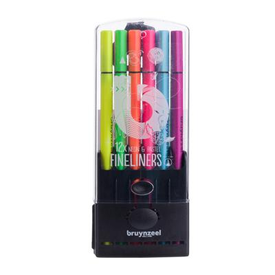 Bruynzeel fineliner set neon & pastel, 12 kleuren