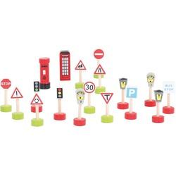 Bigjigs houten verkeersborden, 18st. Bigjigs houten verkeersborden, 18st.