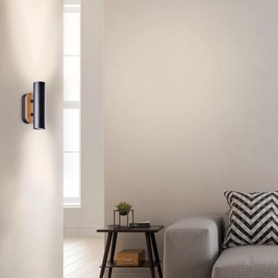Brilliant WandlampNiels zwart met hout - 99774/76