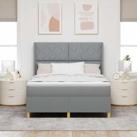 Boxspringbed met matras Lichtgrijs 140 x 190 cm Stof - thumbnail