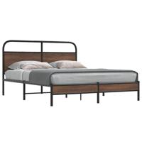 Bedframe zonder matras bewerkt hout bruin eikenkleur 160x200 cm - thumbnail