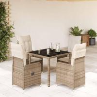 5-delige Bistroset met kussens poly rattan beige - thumbnail