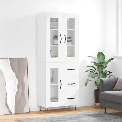 Hoge kast 69,5x34x180 cm bewerkt hout wit