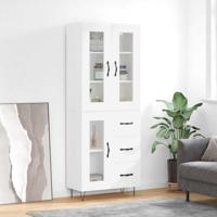 Hoge kast 69,5x34x180 cm bewerkt hout wit - thumbnail
