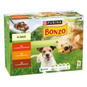 Purina Bonzo met rund, kip, lam in saus maaltijdzakjes natvoer hond 8 dozen (96 x 85 g)