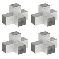 VidaXL Paalverbindingen 4 st x-vorm 101x101 mm gegalvaniseerd metaal - thumbnail
