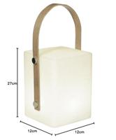 TIKY Snoerloze lantaarn met bamboe handvat - LED warm wit / meerkleurig dimbaar - H27cm - thumbnail