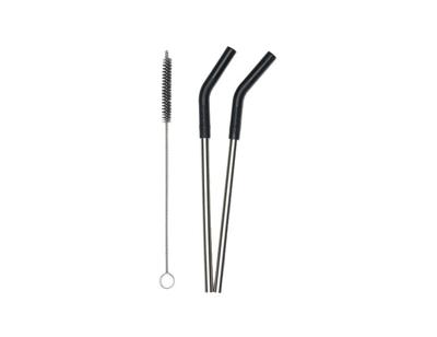 Klean Kanteen Rietjes - rvs - zwart - 2 stuks met borsteltje