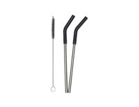 Klean Kanteen Rietjes - rvs - zwart - 2 stuks met borsteltje - thumbnail