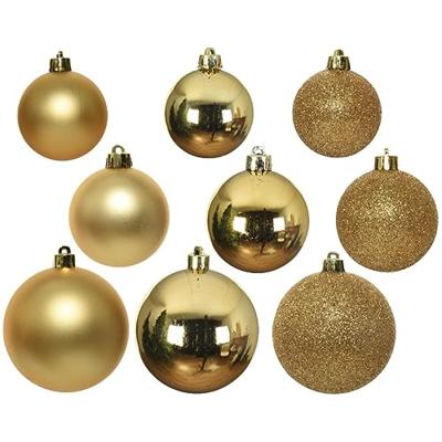 Decoris kerstballen set Plastic 26st licht goud 6-8-10cm