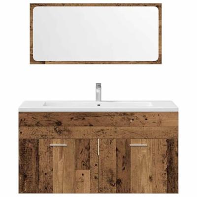 3-delige Badkamermeubelset bewerkt hout oud houtkleurig