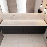 Badkamermeubel Solid Surface BWS Stockholm 200x45 cm Mat Zwart Urban Links (0 kraangaten, 4 lades) - thumbnail