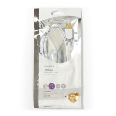 USB 2.0-kabel plat | A male - Micro-B male | 1,0 m | Wit USB 2.0-kabel plat | A male - Micro-B male | 1,0 m | Wit