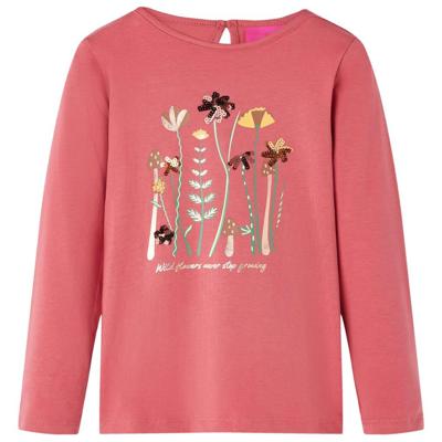 Kindershirt met lange mouwen bloemenprint 128 oudroze Kindershirt met lange mouwen bloemenprint 128 oudroze