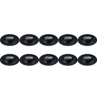 Spot Armatuur 10 Pack - Pragmi Nora Pro - GU10 Inbouwspot - Rond - Zwart - Aluminium - Ø82mm - thumbnail