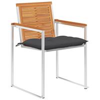 Tuinstoelen 8 st met kussens massief acaciahout - thumbnail