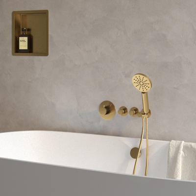 Badkraan Inbouw Set Brauer Gold Edition Thermostatisch met Badvulcombinatie en Handdouche 3-Standen Geborsteld Goud Brauer Badkraan Inbouw Set Brauer Gold Edition Thermostatisch met Badvulcombinatie en Handdouche 3-Standen Geborsteld Goud Brauer