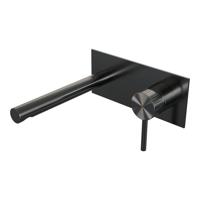 Brauer Stripe inbouw wastafelmengkraan met rechte uitloop en afdekplaat model A1 gunmetal geborsteld PVD - thumbnail