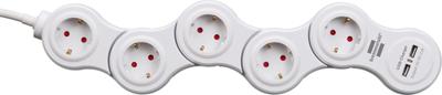 Stopcontactenstrip 5 Tomas met Interruptor Brennenstuhl Vario-Power Wit 3600 W USB x 2 (1,4 m)