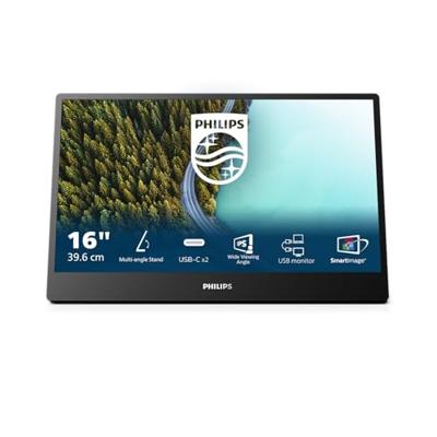 PHILIPS 16B1P3302D Professionele laptopmonitor 16 inch FHD (1920 x 1080, USB-C poort, multi-hoekstandaard) zwart
