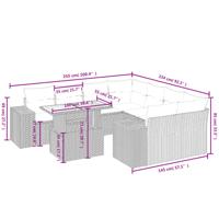 9-delige Loungeset met kussens poly rattan zwart - thumbnail