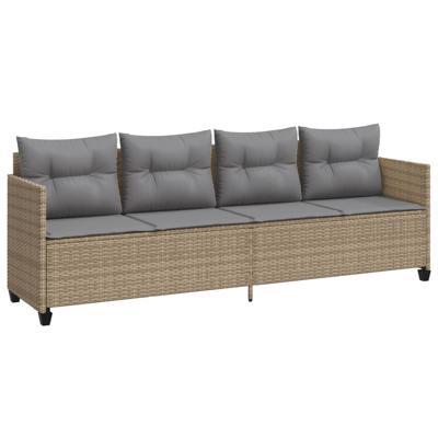 5-delige Loungeset met kussens poly rattan beige
