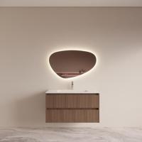 Badmeubelset BWS Riga Met Asia Wastafel Wit 100 cm Donker Eiken Japandi - thumbnail