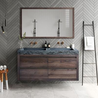 Badkamermeubelset Forzalaqua Palermo Graniet Gela 2.0 Charcoal 100 cm Met Spiegel Met 2 Kraangaten