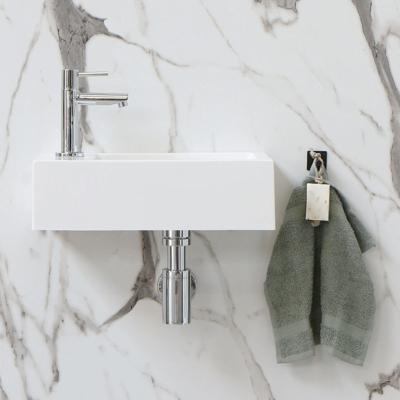 INK Contra Fontein - 40x22x12cm - wasbak rechts - 1 kraangat - polystone wit glans 3201031 INK Contra Fontein - 40x22x12cm - wasbak rechts - 1 kraangat - polystone wit glans 3201031