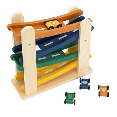 Trixie houten autobaan met 4 auto's
