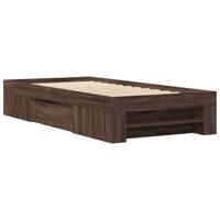 Bedframe zonder matras bewerkt hout bruin eikenkleur 75x190 cm - thumbnail