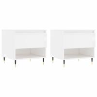 Salontafels 2 st 50x46x50 cm bewerkt hout hoogglans wit - thumbnail