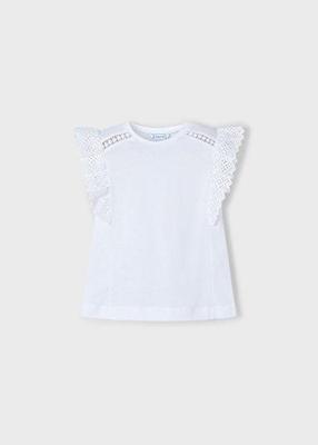 Mayoral Zomer t-shirt S/S crochet meisjes - wit