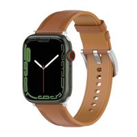 By Qubix - Luxe leren bandje - Lichtbruin - Compatible met Apple Watch 38mm / 40mm / 41mm / 42mm - Compatible Apple watch bandjes - thumbnail