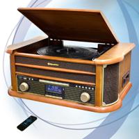 Roadstar HIF-1993 D+BT Platenspeler (retro compact systeem met cd-speler, DAB+, Bluetooth, cassettedeck, USB en directe encoding-functie) - thumbnail