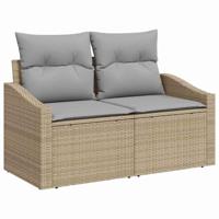 Tuinbankenset met kussen met opslag 6 pcs Beige poly rattan - thumbnail